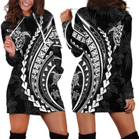 Polynesian Pride Hoodie Dress Turtle Hibiscus Luxury Style - Black LT7 - Polynesian Pride