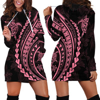 Polynesian Pride Hoodie Dress Turtle Hibiscus Luxury Style - Carnation Pink LT7 - Polynesian Pride