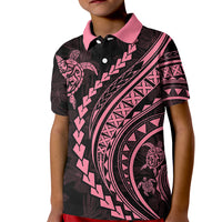Polynesian Pride Kid Polo Shirt Turtle Hibiscus Luxury Style - Carnation Pink LT7 Kid Carnation Pink - Polynesian Pride