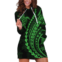 Polynesian Pride Hoodie Dress Turtle Hibiscus Luxury Style - Green LT7 Green - Polynesian Pride