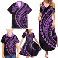 Hawaii Family Matching Outfits Polynesian Pride Summer Maxi Dress And Shirt Family Set Clothes Turtle Hibiscus Luxury Style - Lilac LT7