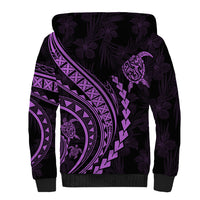Polynesian Pride Sherpa Hoodie Turtle Hibiscus Luxury Style - Lilac LT7 - Polynesian Pride
