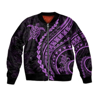 Polynesian Pride Sleeve Zip Bomber Jacket Turtle Hibiscus Luxury Style - Lilac LT7 Unisex Lilac - Polynesian Pride