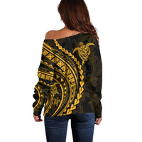 Polynesian Pride Off Shoulder Sweater Turtle Hibiscus Luxury Style - Merigold LT7 - Polynesian Pride