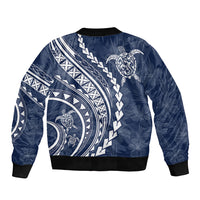 Polynesian Pride Bomber Jacket Turtle Hibiscus Luxury Style - Navy LT7 - Polynesian Pride