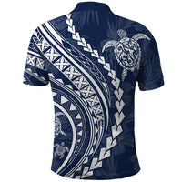 Polynesian Pride Polo Shirt Turtle Hibiscus Luxury Style - Navy LT7 - Polynesian Pride