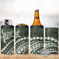 Polynesian Pride 4 in 1 Can Cooler Tumbler Turtle Hibiscus Luxury Style - Sage