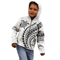 Polynesian Pride Kid Hoodie Turtle Hibiscus Luxury Style - White LT7 - Polynesian Pride