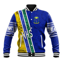 Personalised Fiji Natabua High School Baseball Jacket Kaviti Tapa Mix Colors Proud NHS LT7 Unisex Blue - Polynesian Pride