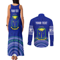 Personalised Fiji Natabua High School Couples Matching Tank Maxi Dress and Long Sleeve Button Shirts Kaviti Tapa Mix Colors Proud NHS LT7 - Polynesian Pride