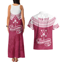 Personalised Fiji Adi Cakobau School Couples Matching Tank Maxi Dress and Hawaiian Shirt ACS Old Girls Lotus Mix Masi LT7 - Polynesian Pride