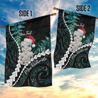 New Zealand Personalised Garden Flag Meri Kirihimete Kowhaiwhai Mix Paua Shell - Emerald