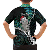New Zealand Personalised Hawaiian Shirt Meri Kirihimete Kowhaiwhai Mix Paua Shell - Emerald LT7 - Polynesian Pride