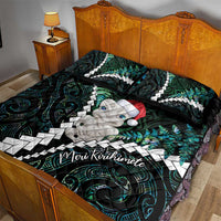 New Zealand Personalised Quilt Bed Set Meri Kirihimete Kowhaiwhai Mix Paua Shell - Emerald