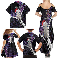 New Zealand Personalised Family Matching Summer Maxi Dress and Hawaiian Shirt Meri Kirihimete Kowhaiwhai Mix Paua Shell - Amethys
