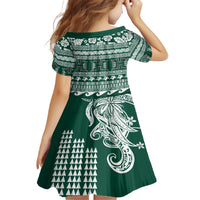 Hawaii Rainbow Warriors Christmas Kid Short Sleeve Dress Kakau Motifs LT7 - Polynesian Pride