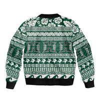 Hawaii Rainbow Warriors Christmas Sleeve Zip Bomber Jacket Kakau Motifs LT7 - Polynesian Pride