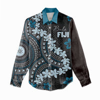 Bula Fiji Women's Day Women Casual Shirt Indigo Masi Tapa