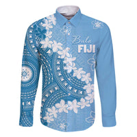 Bula Fiji Women's Day Family Matching Off The Shoulder Long Sleeve Dress and Hawaiian Shirt Turquoise Masi Tapa