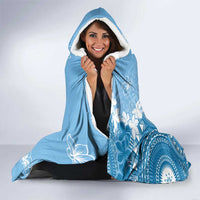 Bula Fiji Women's Day Hooded Blanket Turquoise Masi Tapa LT7