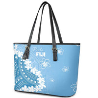 Bula Fiji Women's Day Leather Tote Bag Turquoise Masi Tapa LT7