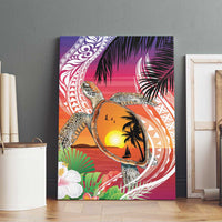 Polynesian Dreamy Turtle Canvas Wall Art Sunset Scenery