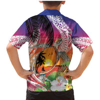 Polynesian Dreamy Turtle Family Matching Mermaid Dress and Hawaiian Shirt Sunset Scenery LT7 - Polynesian Pride