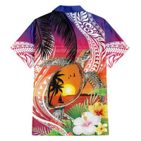 Polynesian Dreamy Turtle Family Matching Short Sleeve Bodycon Dress and Hawaiian Shirt Sunset Scenery LT7 - Polynesian Pride