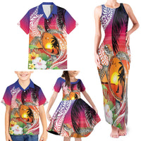 Polynesian Dreamy Turtle Family Matching Tank Maxi Dress and Hawaiian Shirt Sunset Scenery LT7 - Polynesian Pride