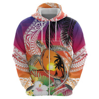 Polynesian Dreamy Turtle Hoodie Sunset Scenery