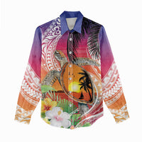 Polynesian Dreamy Turtle Women Casual Shirt Sunset Scenery LT7 - Polynesian Pride