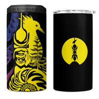 New Caledonia Kanaky 4 in 1 Can Cooler Tumbler Stylized Fleche Faitiere With Kagu Bird LT7 One Size: 16 oz Black - Polynesian Pride