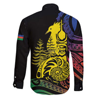 New Caledonia Kanaky Family Matching Short Sleeve Bodycon Dress and Hawaiian Shirt Stylized Fleche Faitiere With Kagu Bird LT7 - Polynesian Pride