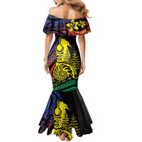 New Caledonia Kanaky Mermaid Dress Stylized Fleche Faitiere With Kagu Bird