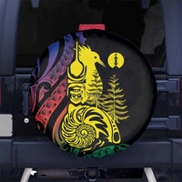 New Caledonia Kanaky Spare Tire Cover Stylized Fleche Faitiere With Kagu Bird