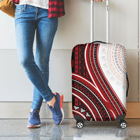 Bula Fiji Vintage Tapa Luggage Cover Kaivity Masi Wave Motifs - Red