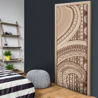 Bula Fiji Vintage Tapa Door Cover Kaivity Masi Wave Motifs - Mocha