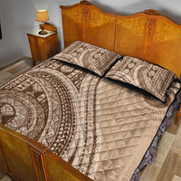 Bula Fiji Vintage Tapa Quilt Bed Set Kaivity Masi Wave Motifs - Mocha