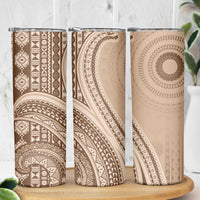 Bula Fiji Vintage Tapa Skinny Tumbler Kaivity Masi Wave Motifs - Mocha LT7 - Polynesian Pride