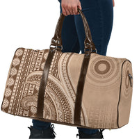 Bula Fiji Vintage Tapa Travel Bag Kaivity Masi Wave Motifs - Mocha