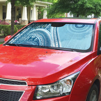 Bula Fiji Vintage Tapa Auto Sun Shade Kaivity Masi Wave Motifs - Turquoise