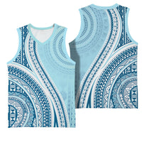 Bula Fiji Vintage Tapa Basketball Jersey Kaivity Masi Wave Motifs - Turquoise LT7 - Polynesian Pride