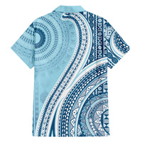 Bula Fiji Vintage Tapa Family Matching Tank Maxi Dress and Hawaiian Shirt Kaivity Masi Wave Motifs - Turquoise LT7 - Polynesian Pride