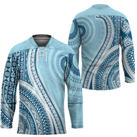 Bula Fiji Vintage Tapa Hockey Jersey Kaivity Masi Wave Motifs - Turquoise LT7 - Polynesian Pride