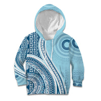 Bula Fiji Vintage Tapa Kid Hoodie Kaivity Masi Wave Motifs - Turquoise LT7 Hoodie Turquoise - Polynesian Pride