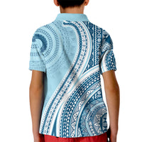 Bula Fiji Vintage Tapa Kid Polo Shirt Kaivity Masi Wave Motifs - Turquoise LT7 - Polynesian Pride