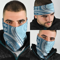 Bula Fiji Vintage Tapa Neck Gaiter Kaivity Masi Wave Motifs - Turquoise