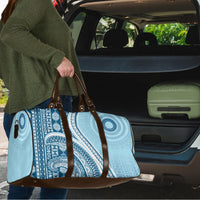 Bula Fiji Vintage Tapa Travel Bag Kaivity Masi Wave Motifs - Turquoise