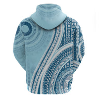 Bula Fiji Vintage Tapa Zip Hoodie Kaivity Masi Wave Motifs - Turquoise LT7 - Polynesian Pride