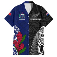 Personalised New Zealand Vs Samoa Rugby Family Matching Mermaid Dress and Hawaiian Shirt Go Champions LT7 Dad's Shirt - Short Sleeve Black Blue - Polynesian Pride
